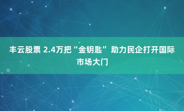丰云股票 2.4万把“金钥匙” 助力民企打开国际市场大门